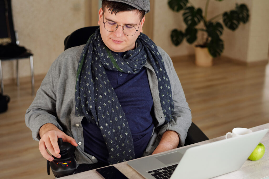 Man with disabiility rotating control panel