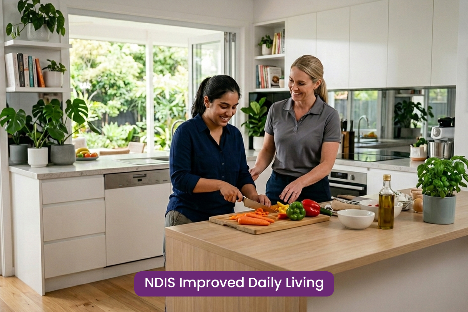 Confused by NDIS Category 15? Learn how Improved Daily Living (CB Daily Activity) funding builds functional skills and independence with Nurse Aid Australia./ When you upload images, use Alt Text like: NDIS Improved Daily Living Skills training by Nurse Aid Australia.