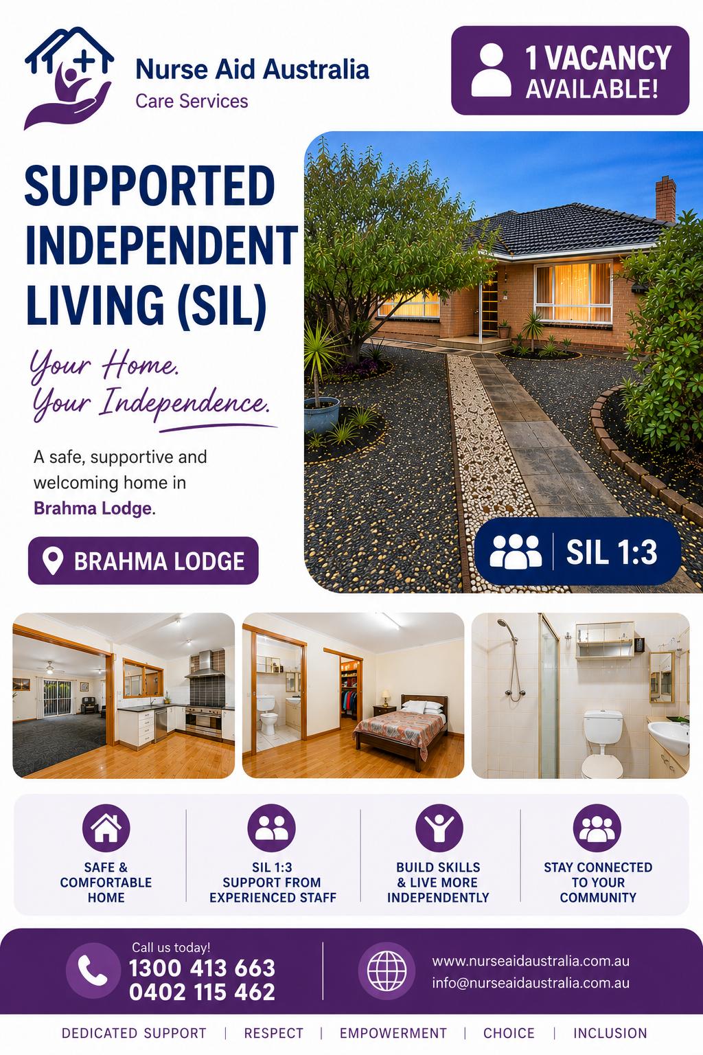 Brahma Lodge, South Australia. Four bedroom home with one place currently available.