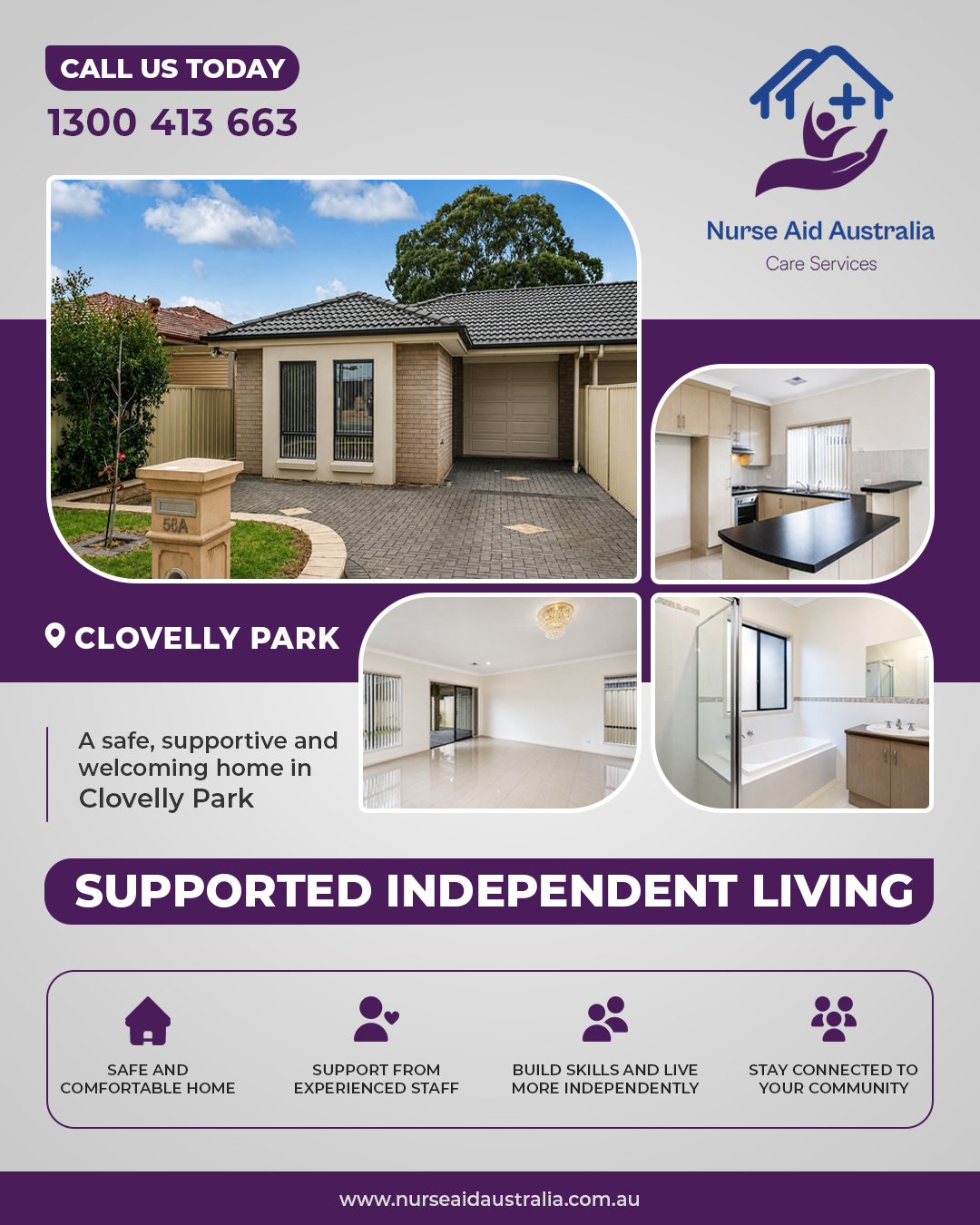 Clovelly Park, South Australia. Three bedroom home with one place currently available.
