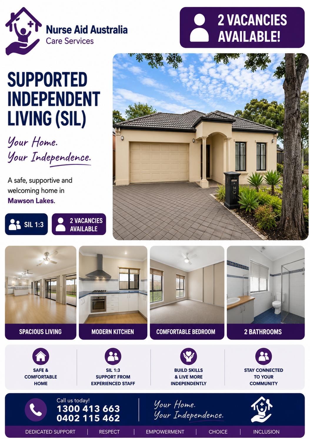 Mawson Lakes, South Australia. Four bedroom home with one place currently available.