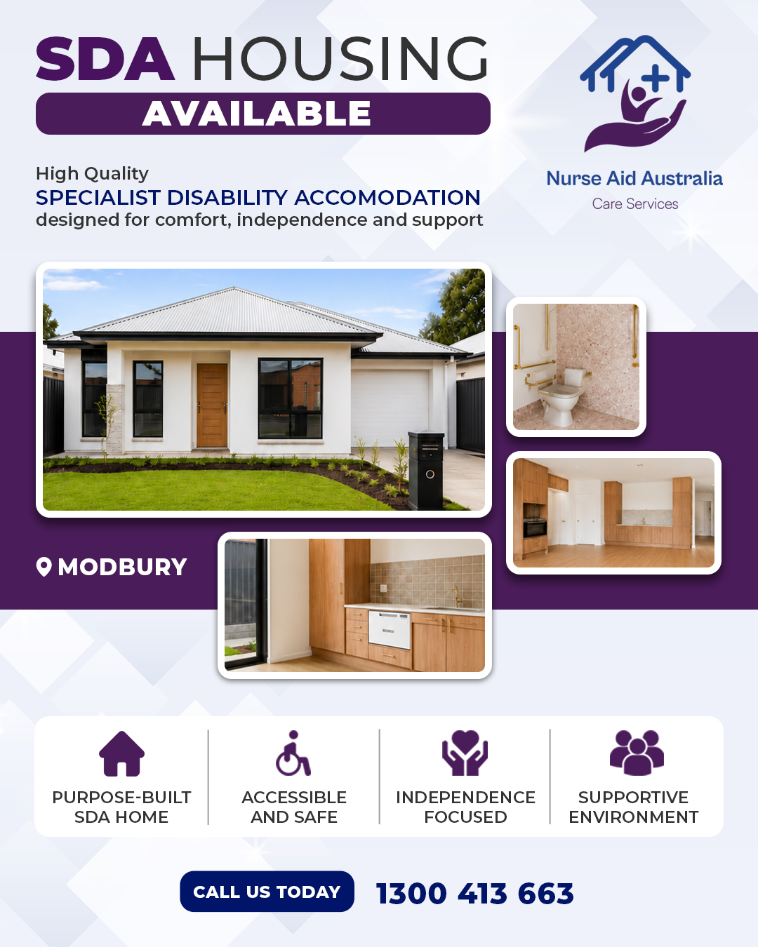 Modbury, South Australia. Three bedroom SDA home with two places currently available.