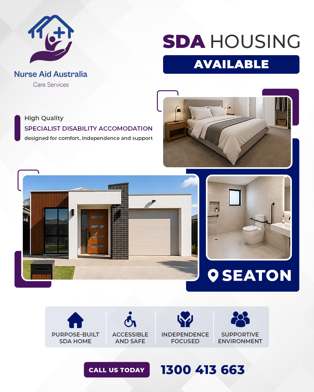Seaton, South Australia. Three bedroom SDA home with one place currently available.